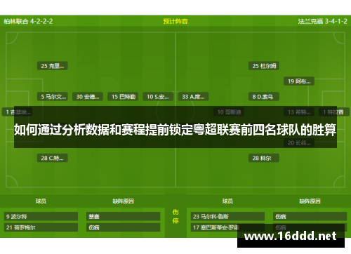如何通过分析数据和赛程提前锁定粤超联赛前四名球队的胜算